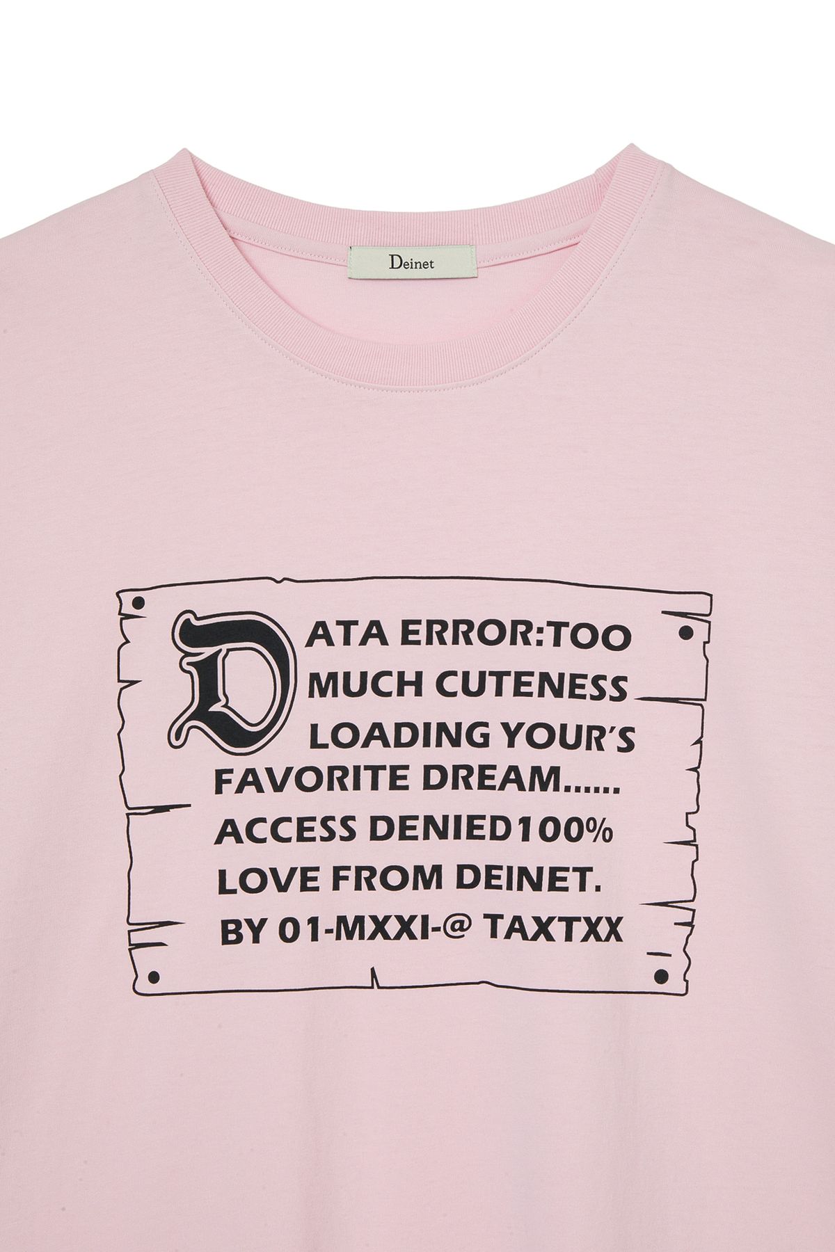 다이닛(DEINET) D LETTERING GRAPHIC OVERSIZED T-SHIRT IN LIGHT PINK