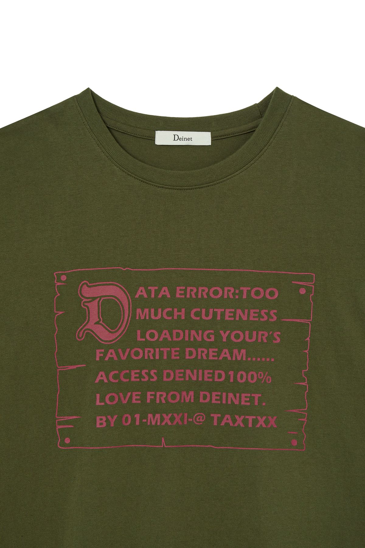 다이닛(DEINET) D LETTERING GRAPHIC OVERSIZED T-SHIRT IN KHAKI