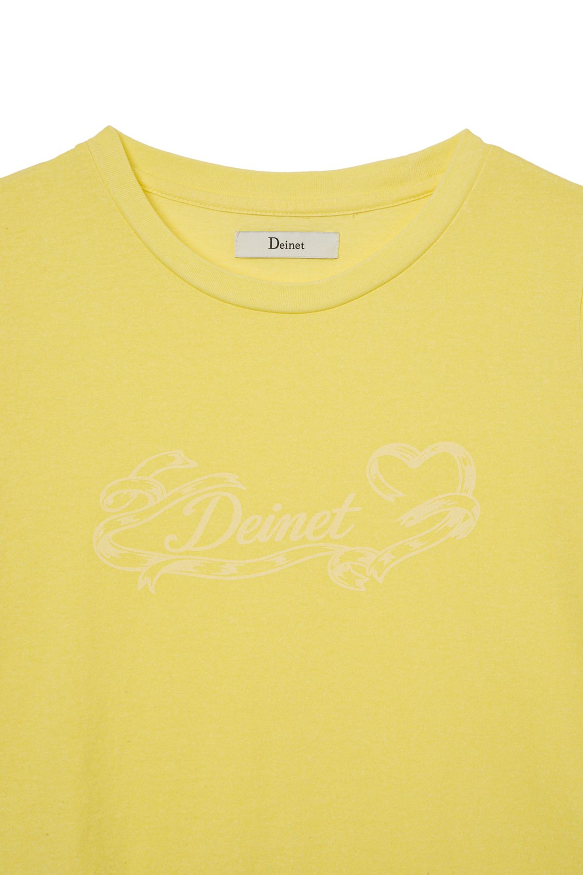 다이닛(DEINET) RUFFLE WASHED T-SHIRT IN MUSTARD