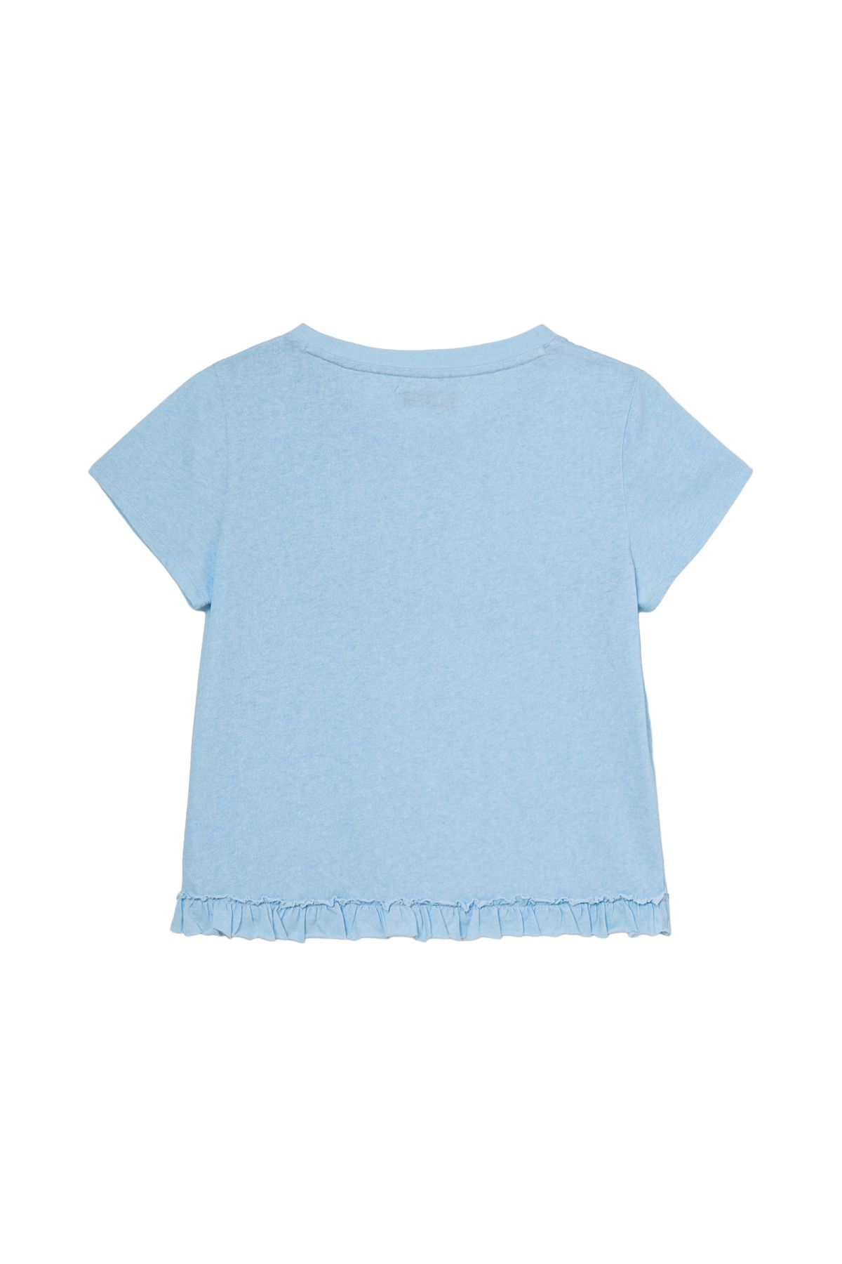 다이닛(DEINET) RUFFLE WASHED T-SHIRT IN LIGHT BLUE