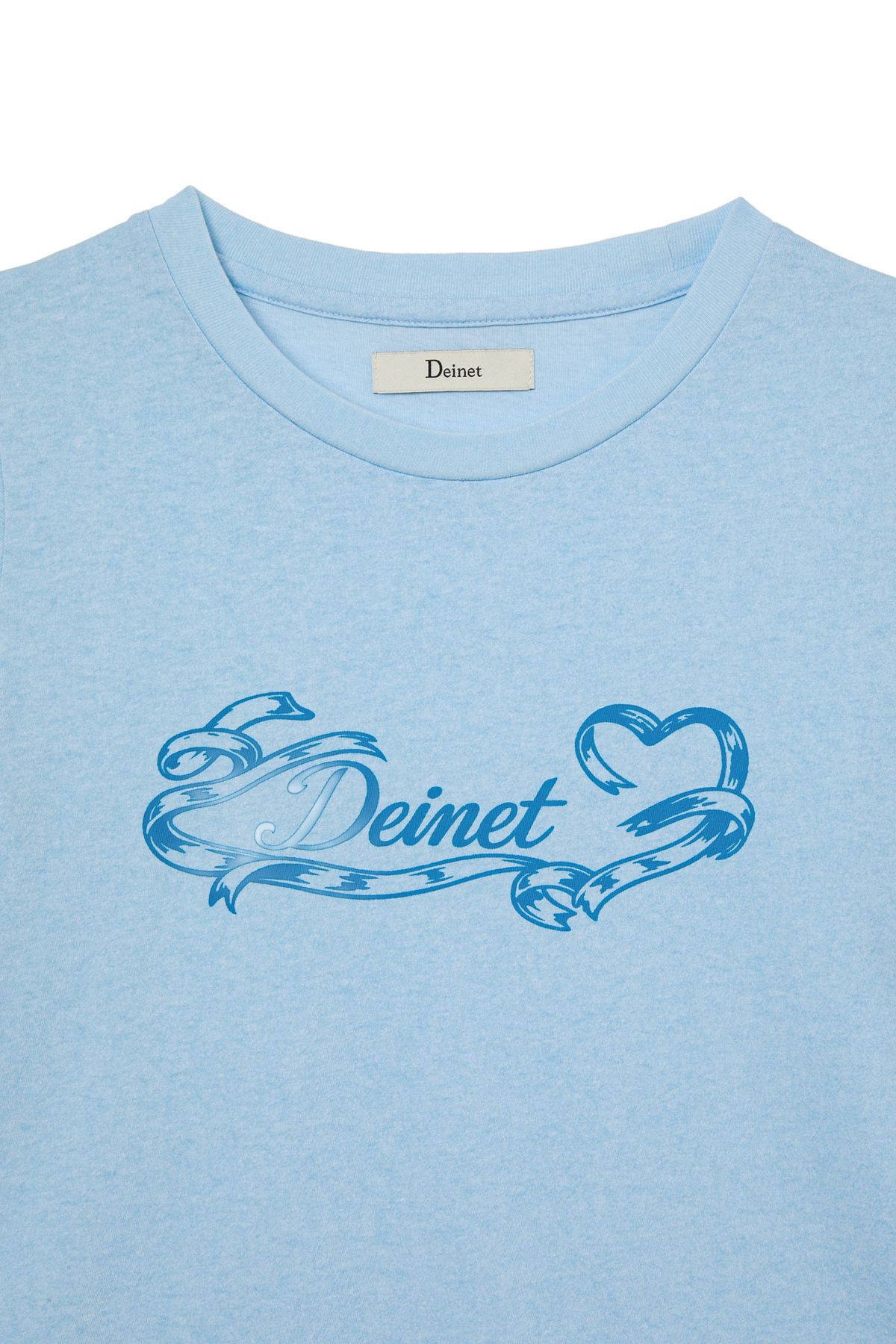다이닛(DEINET) RUFFLE WASHED T-SHIRT IN LIGHT BLUE
