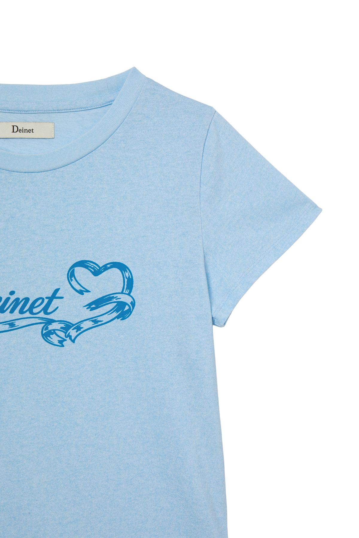 다이닛(DEINET) RUFFLE WASHED T-SHIRT IN LIGHT BLUE