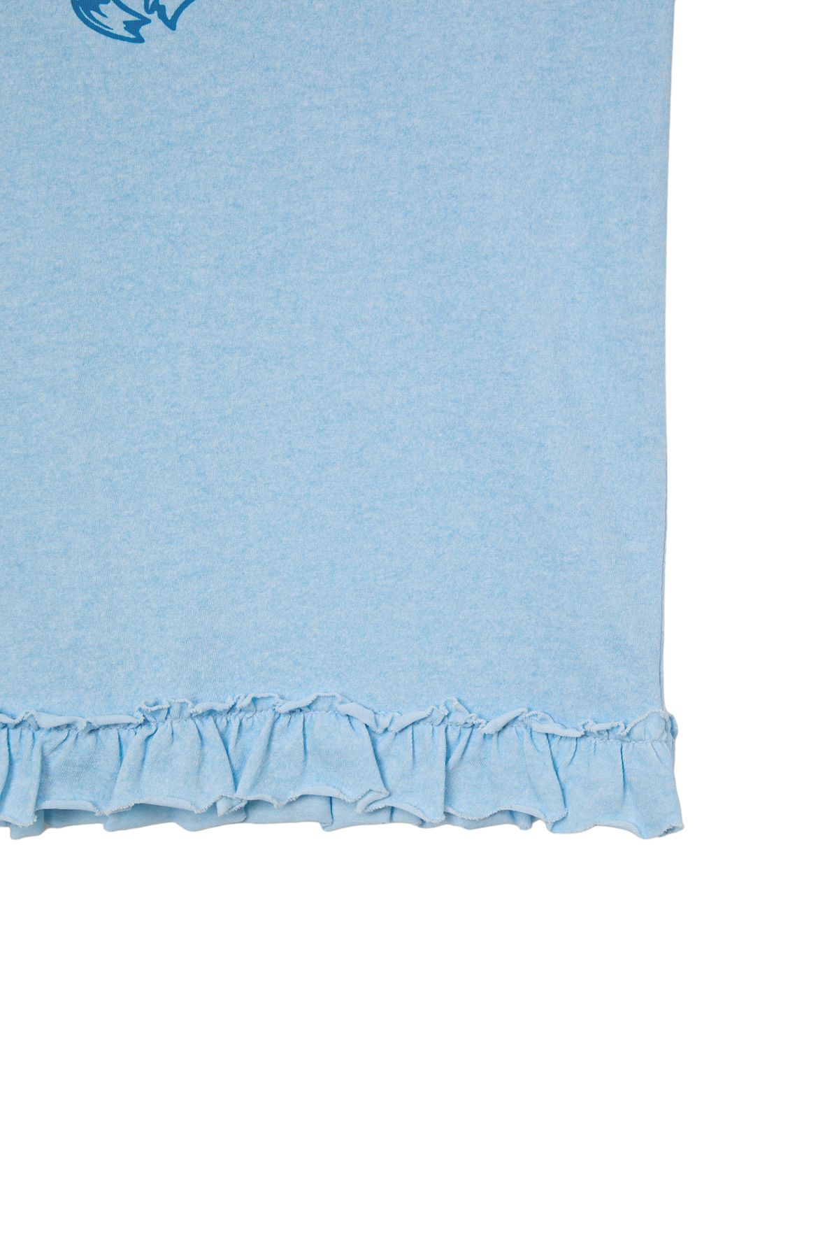 다이닛(DEINET) RUFFLE WASHED T-SHIRT IN LIGHT BLUE