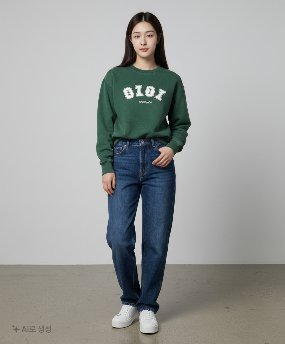 오아이오아이 컬렉션(OIOI COLLECTION) SIGNATURE SWEATSHIRTS [GREEN] XL