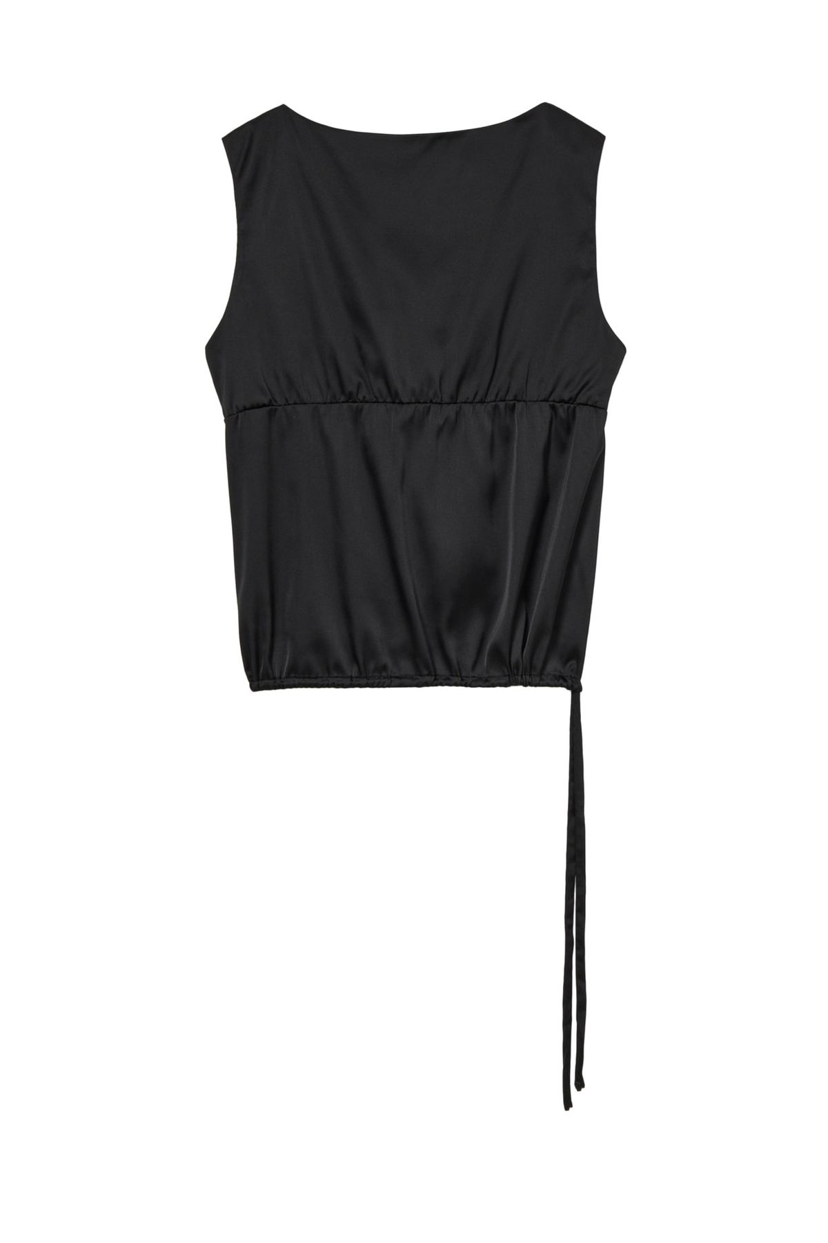 다이닛(DEINET) SATIN SHIRRING SLEEVELESS IN BLACK