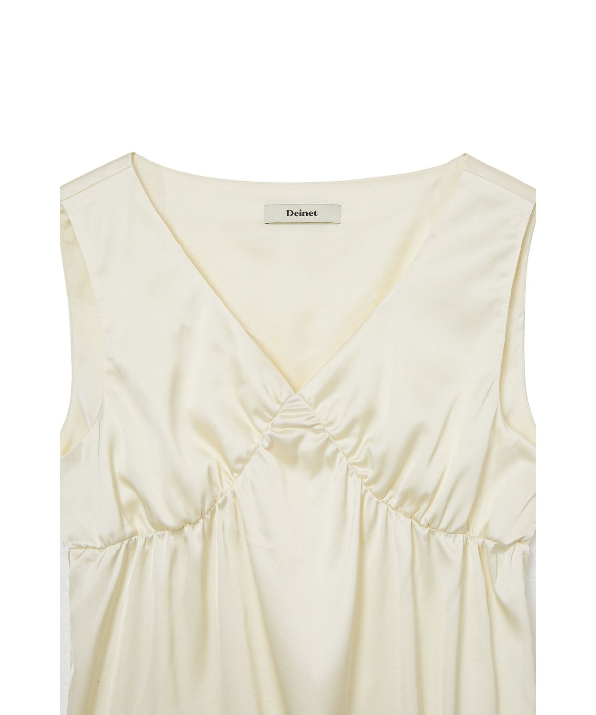 다이닛(DEINET) SATIN SHIRRING SLEEVELESS IN IVORY