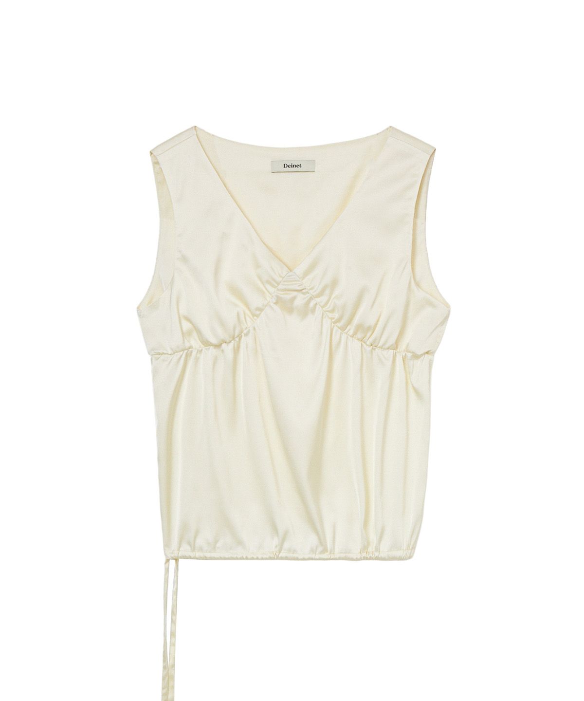 다이닛(DEINET) SATIN SHIRRING SLEEVELESS IN IVORY