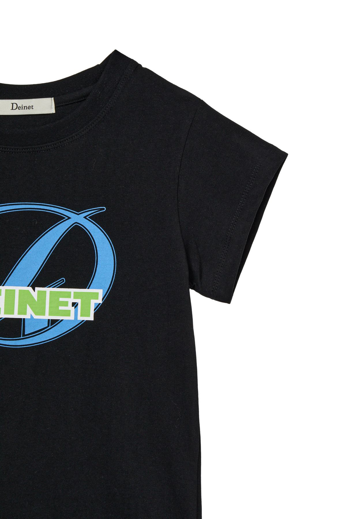 다이닛(DEINET) SIGNATURE LOGO SLIM T-SHIRT IN BLACK
