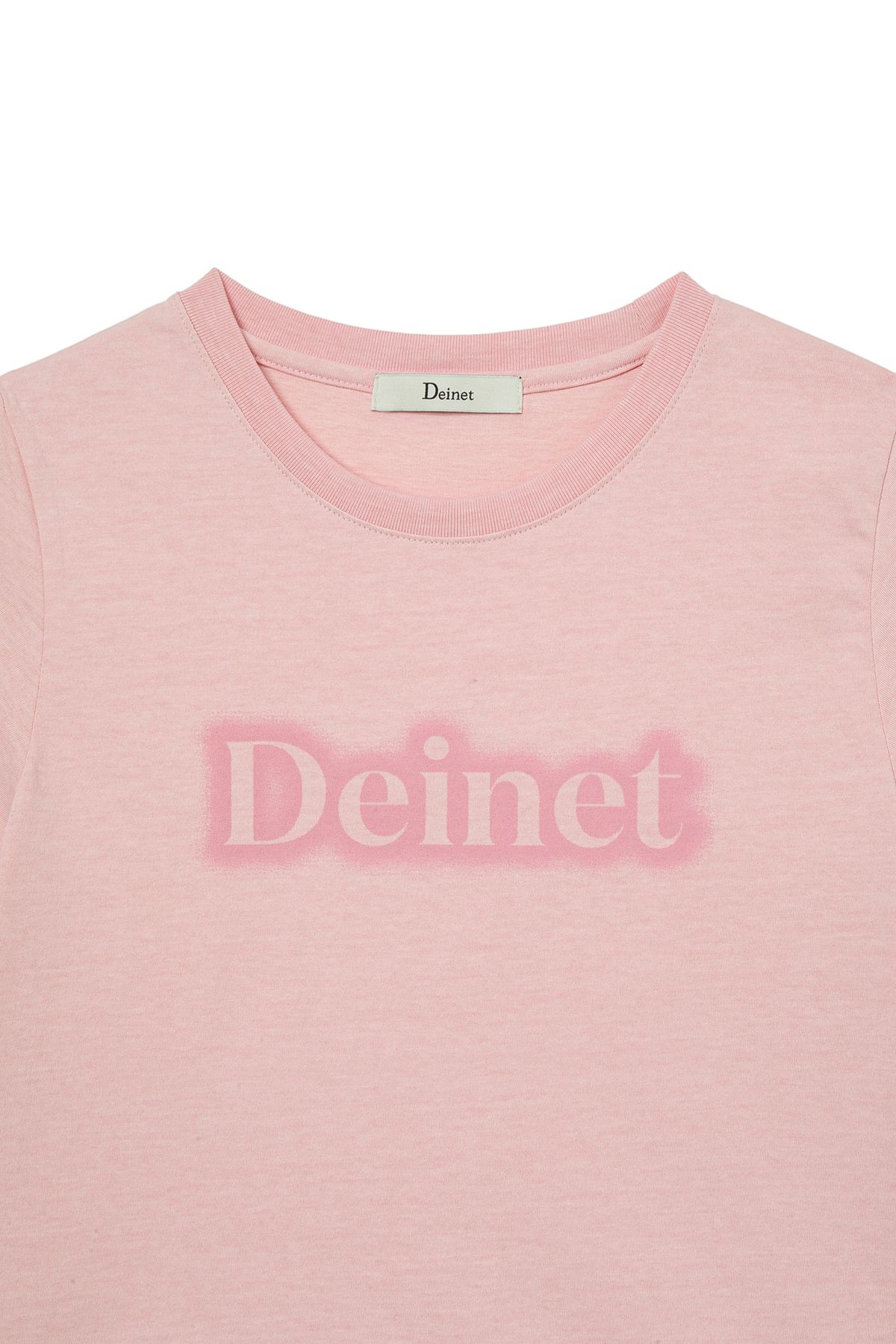 다이닛(DEINET) SPRAY LOGO PIGMENT T-SHIRT IN LIGHT PINK