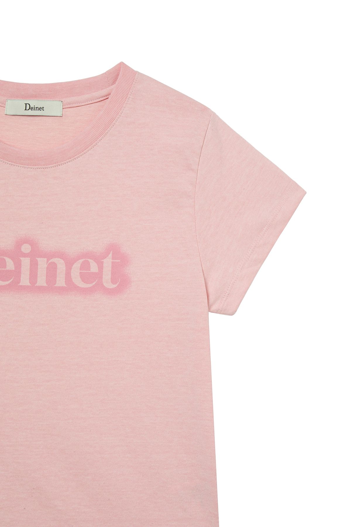 다이닛(DEINET) SPRAY LOGO PIGMENT T-SHIRT IN LIGHT PINK