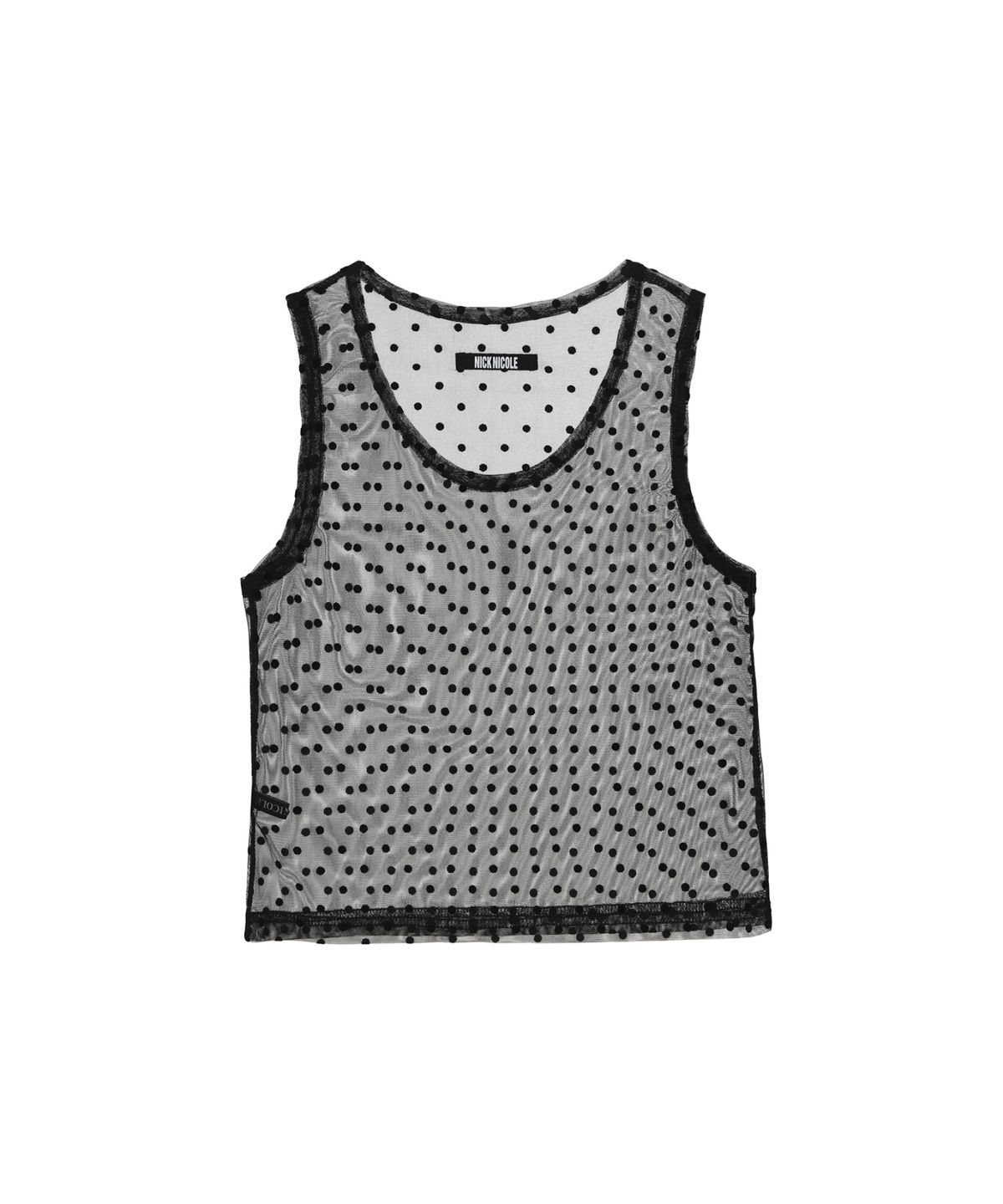 닉앤니콜(NICK&NICOLE) DOTS SHEER SLEEVELESS TOP_BLACK