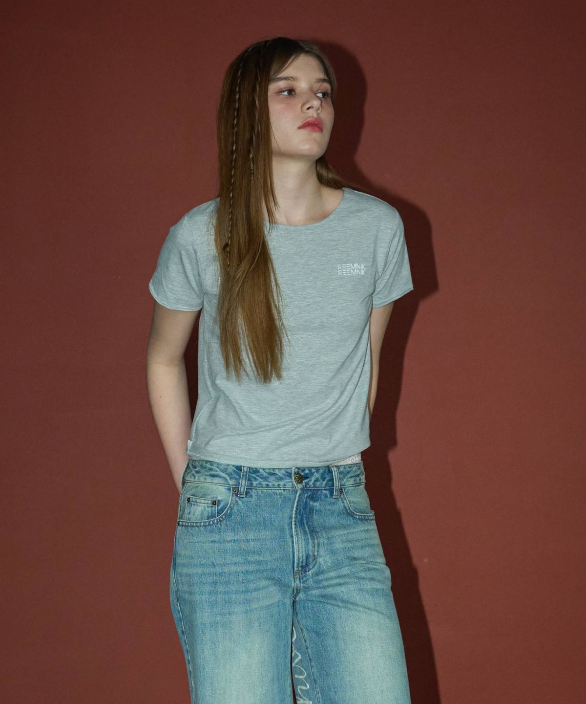 림닉(REEMNIK) MUTE BLANK SHORT-SLEEVED T-SHIRT [MELANGE GRAY]
