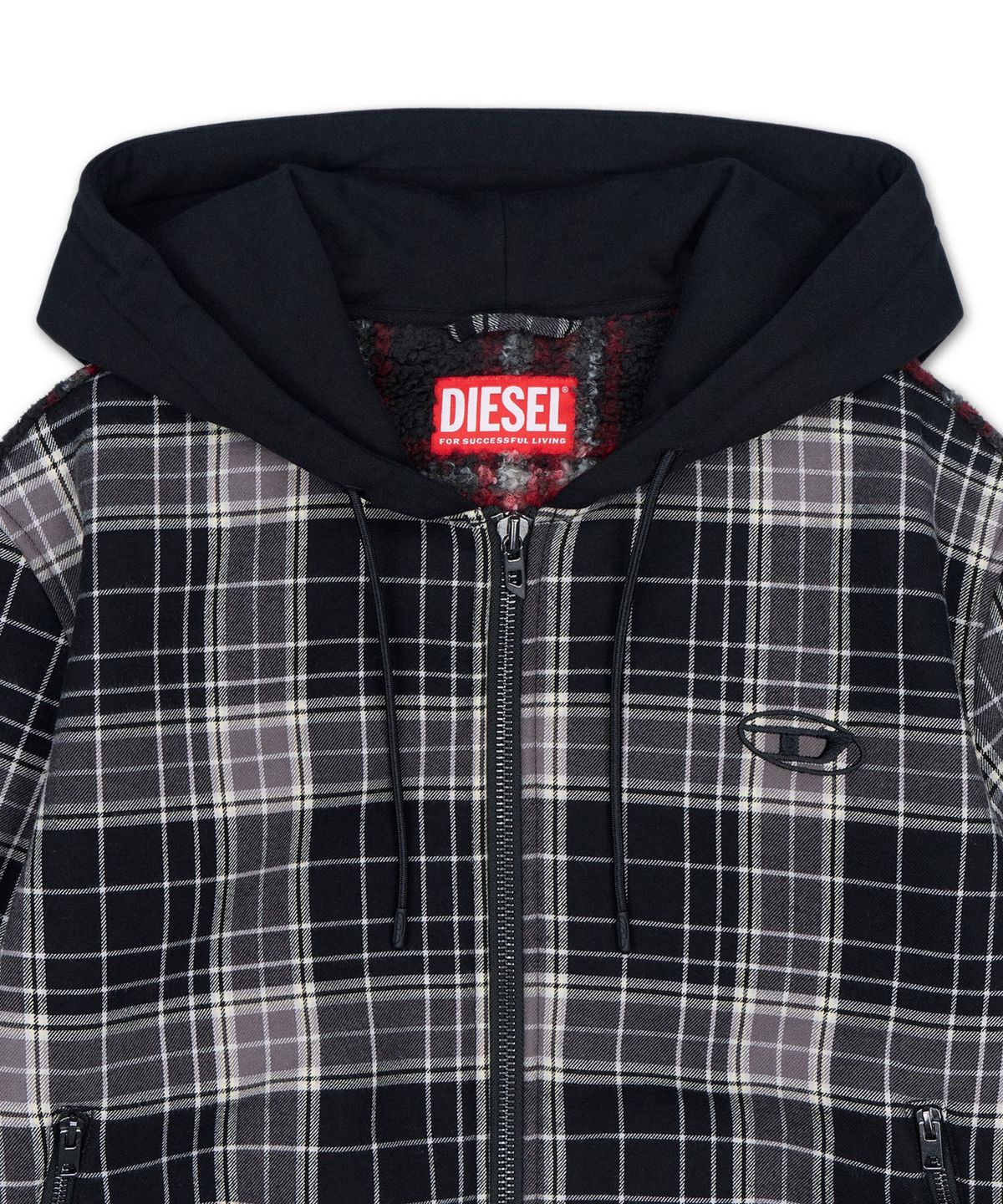 디젤(DIESEL) W-쿤스트 체크 플라넬 봄버 재킷 - 그레이:블랙 / A227850CJCL9XXA