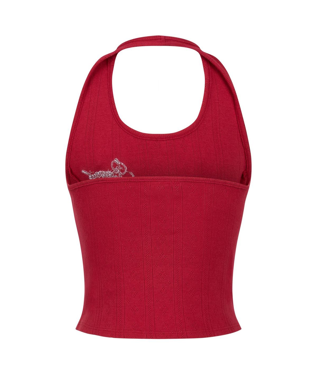 림닉(REEMNIK) NOISE EYELET PUNCHING CROPPED HALTERNECK TOP [RED]