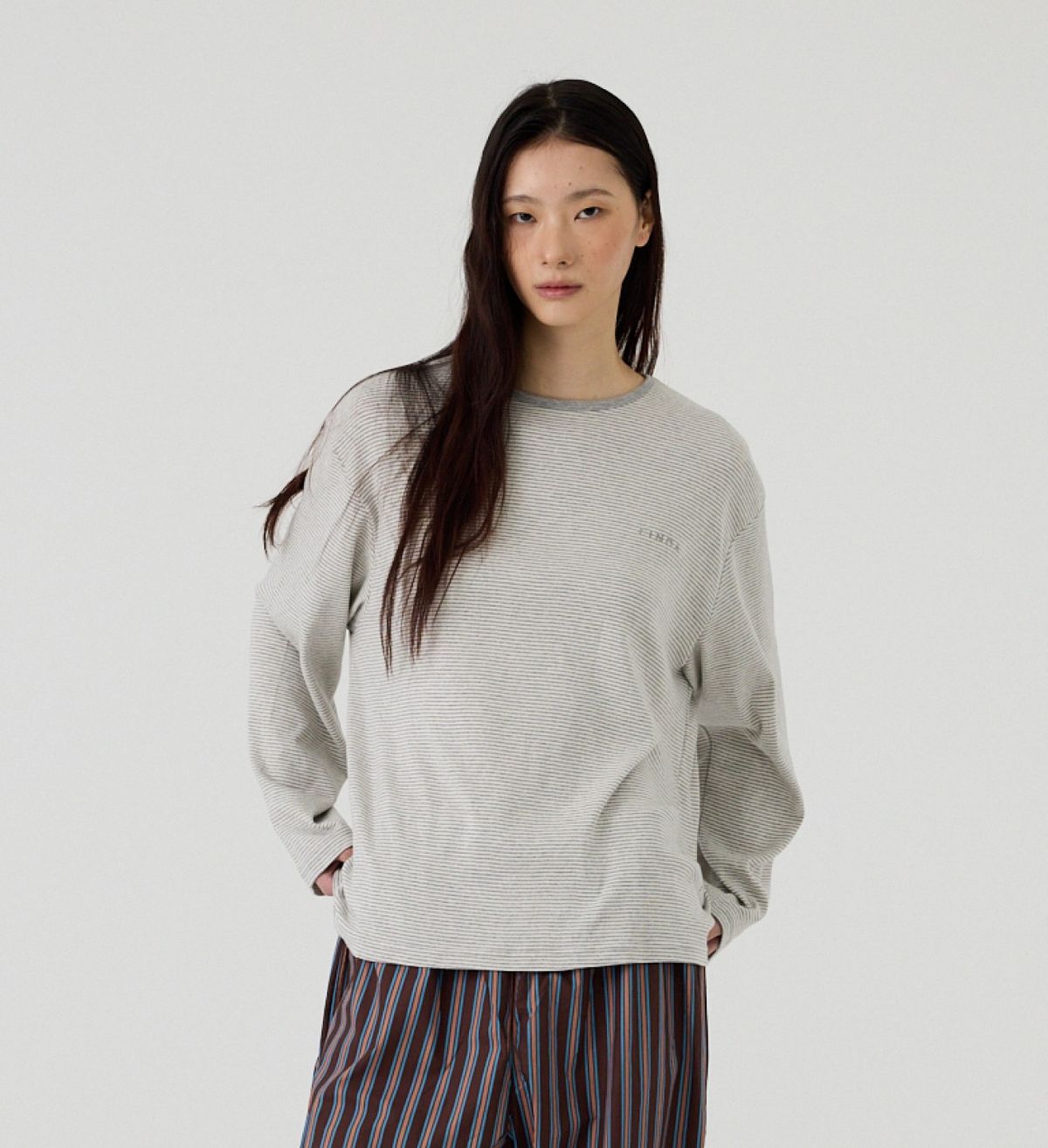 핀카(FINCA) GY&BR 트윈 홈웨어 파자마 셋업_크림 그레이&마론 2Sizes