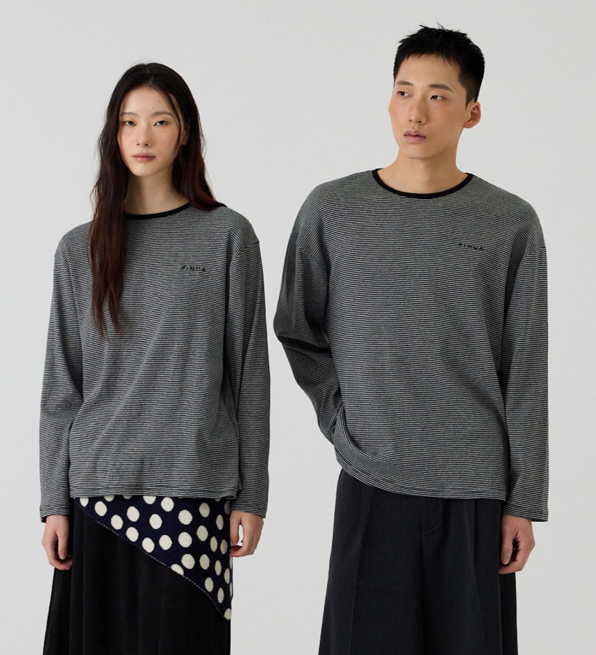 핀카(FINCA) BK 트윈 슬리브 티셔츠_블랙 그레이 스트라이프 2Sizes