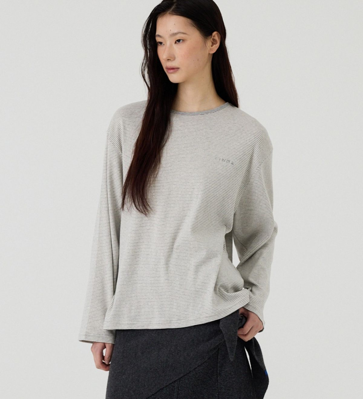 핀카(FINCA) GY 트윈 슬리브 티셔츠_크림 그레이 스트라이프 2Sizes