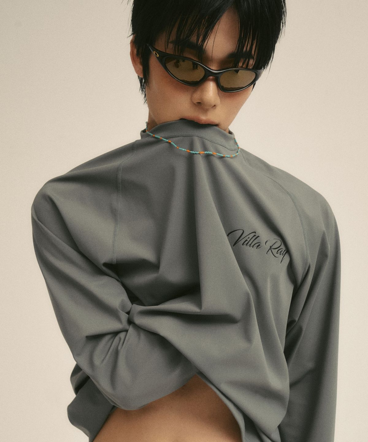 빌라레이(VILLA RAY) 에센셜 루즈핏 남성 래쉬가드 - 카키