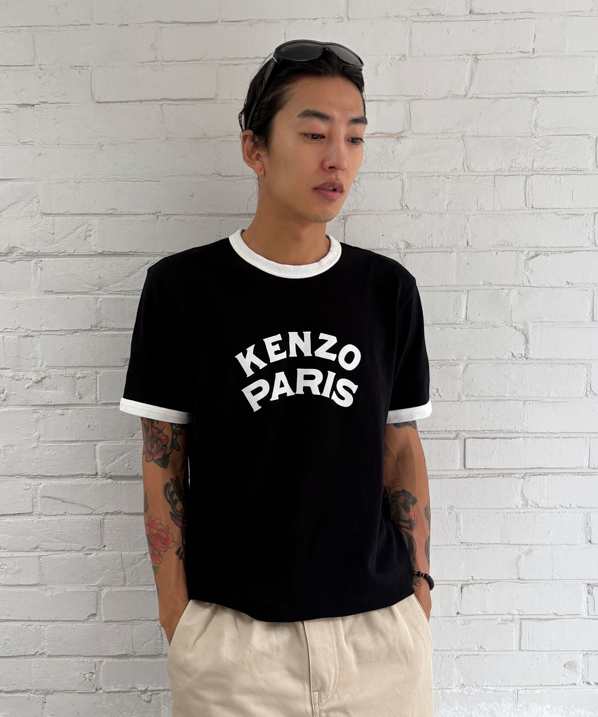 겐조(KENZO) 유니섹스 프리 컬렉션 갓츠 겐조 파리 엠블럼 슬림 티셔츠_K263AUT102BKX