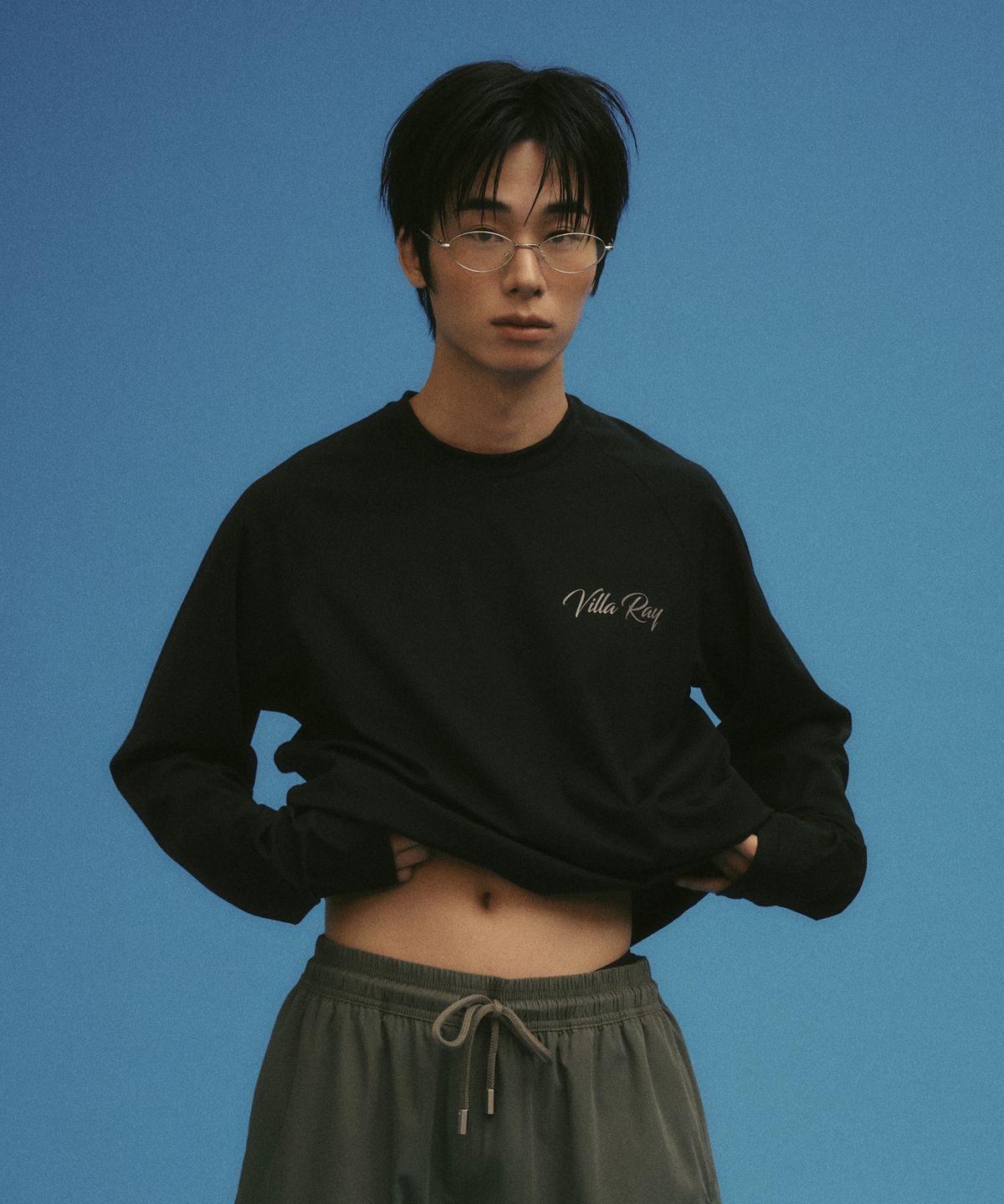 빌라레이(VILLA RAY) 에센셜 루즈핏 남성 래쉬가드 - 블랙