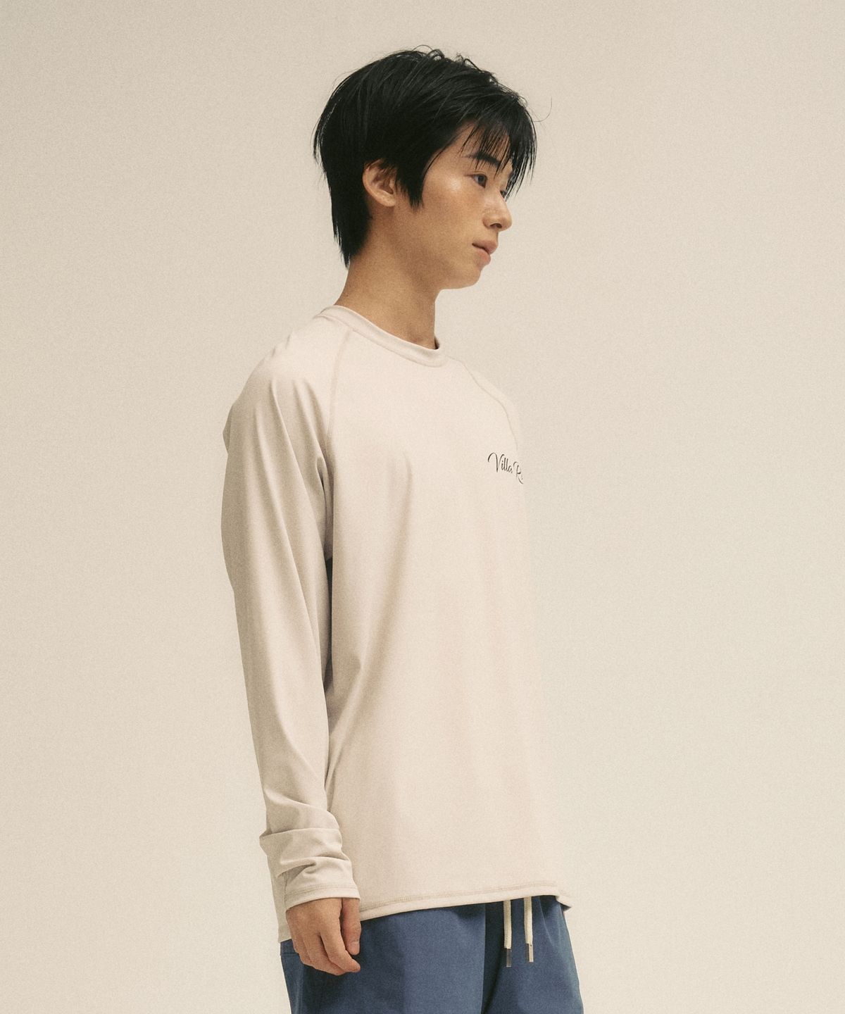 빌라레이(VILLA RAY) 에센셜 루즈핏 남성 래쉬가드 - 베이지