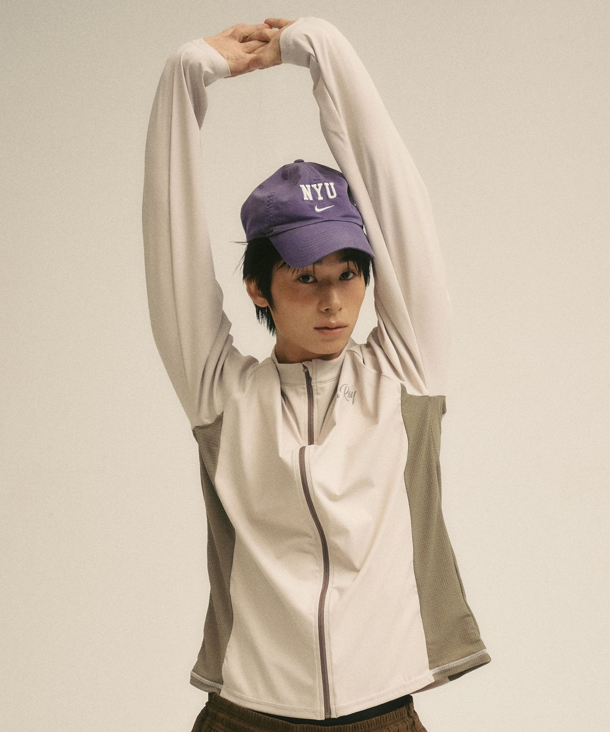 빌라레이(VILLA RAY) 릴렉스 핏 남성 집업 래쉬가드 - 베이지