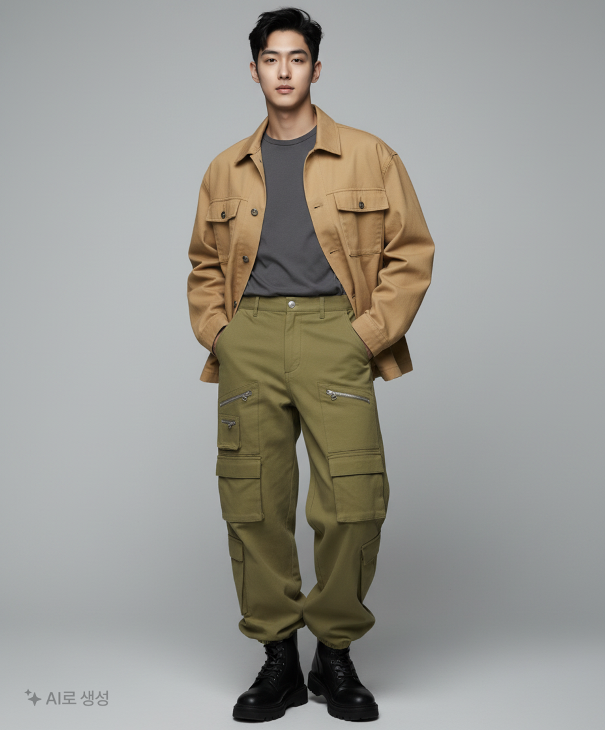 노매뉴얼(NOMANUAL) SYMBOL MULTI CARGO PANTS - KHAKI XS