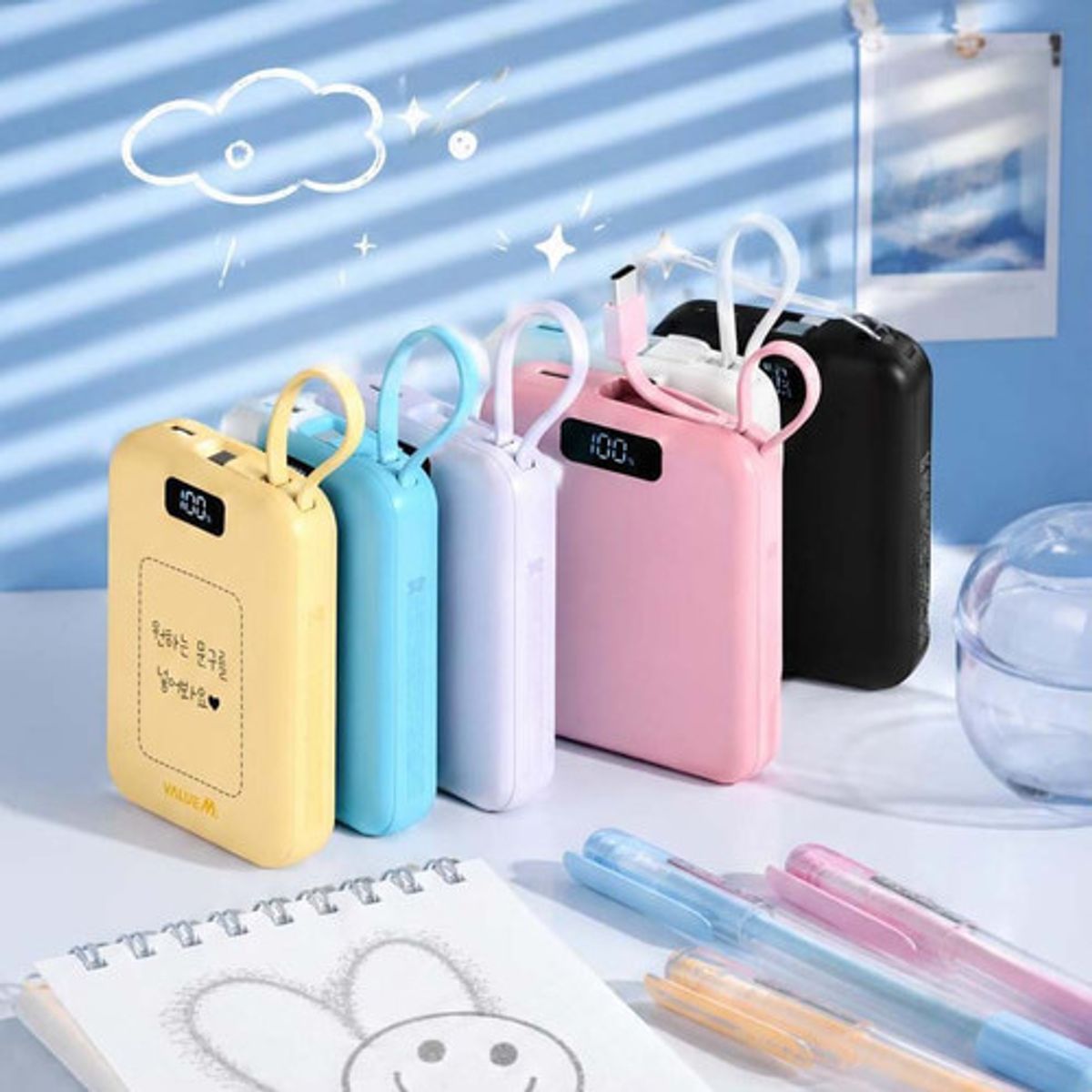 이레케이스앤굿즈(IRECASEGOODS) 커스텀 고속 컬러 미니 케이블일체형 보조배터리 10000