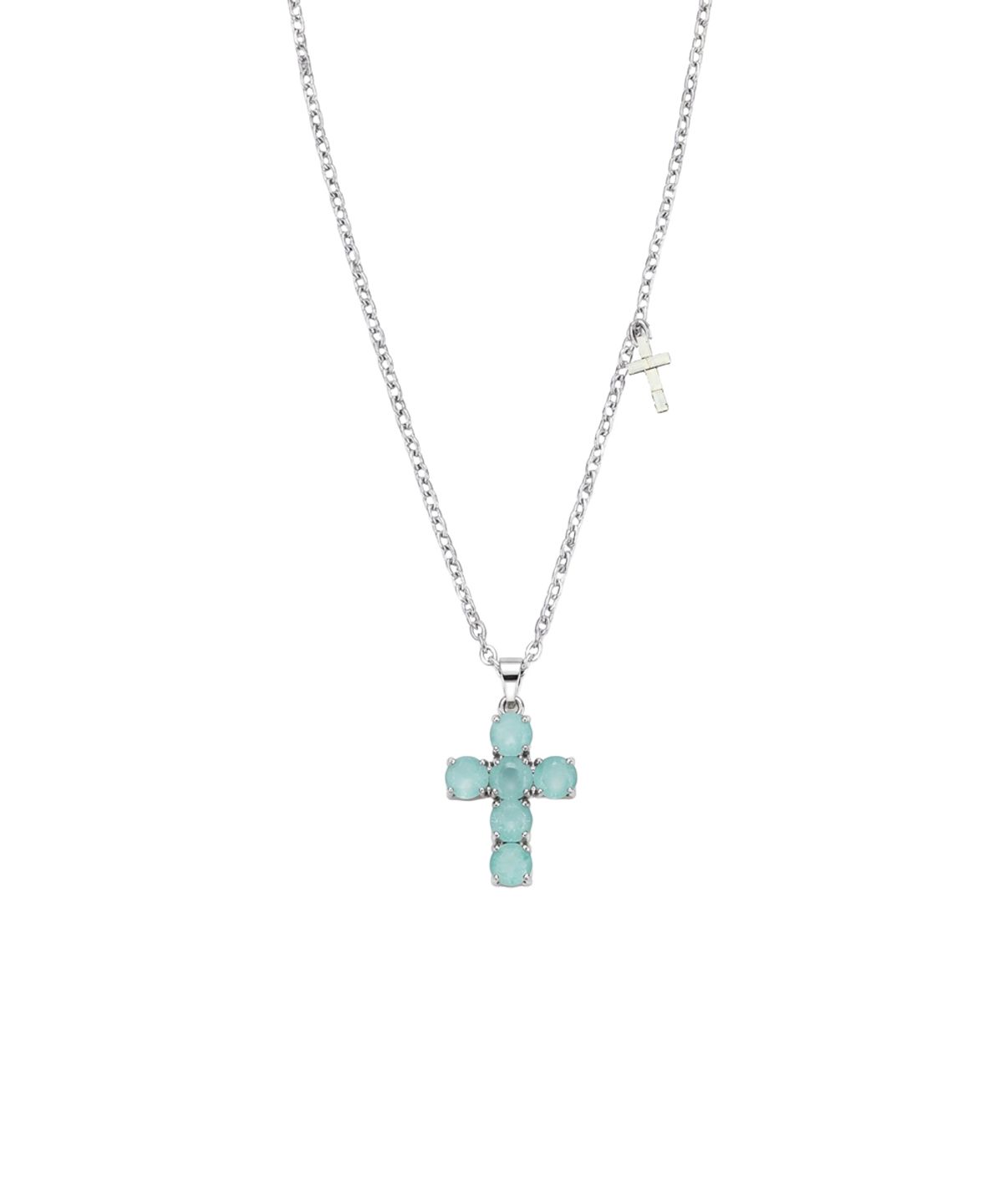 파시온(PASION) 크리스탈 크로스 슬라이드 목걸이_민트 Crystal Cross Slide Necklace_Mint