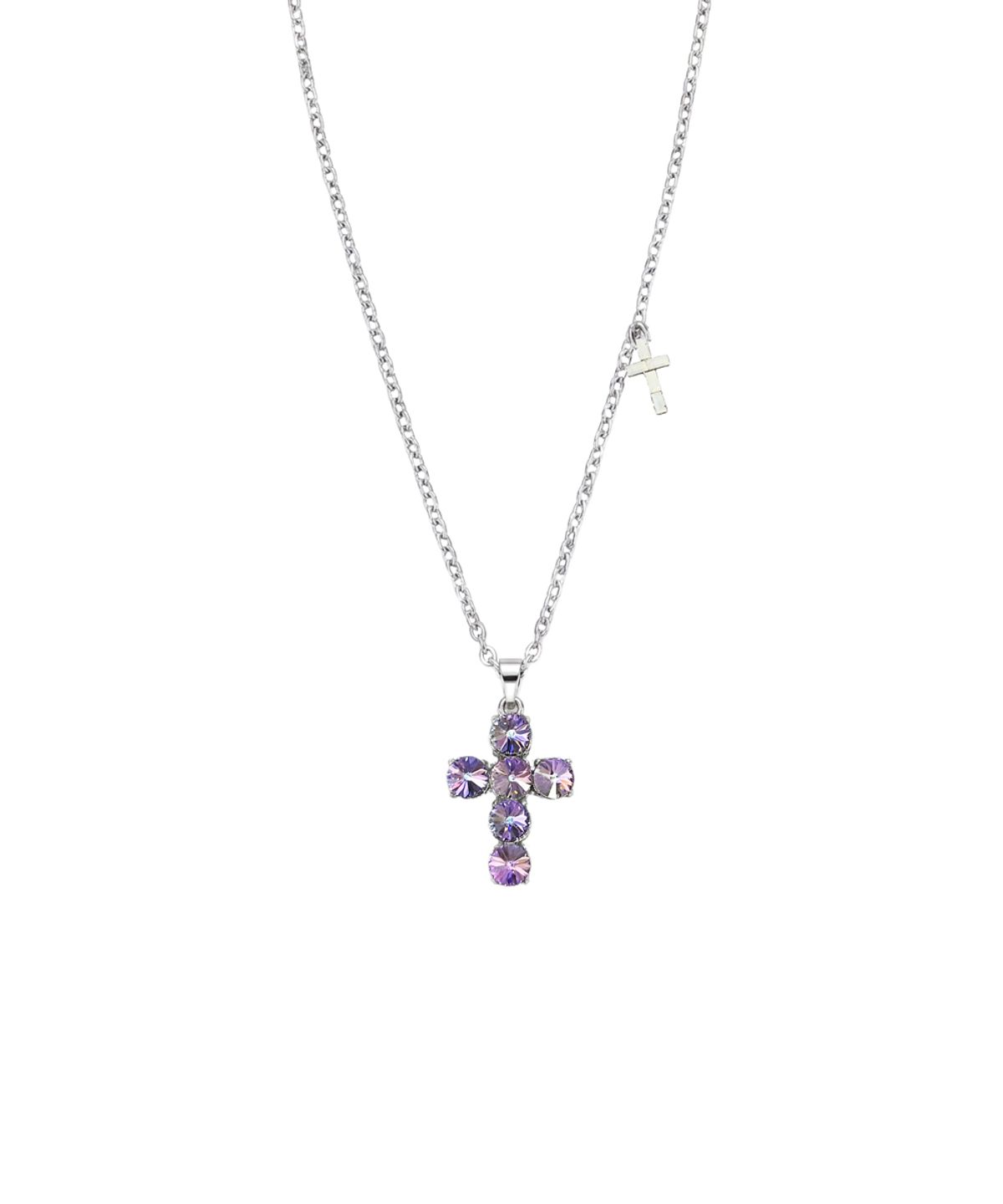 파시온(PASION) 크리스탈 크로스 슬라이드 목걸이_퍼플 Crystal Cross Slide Necklace_Purple