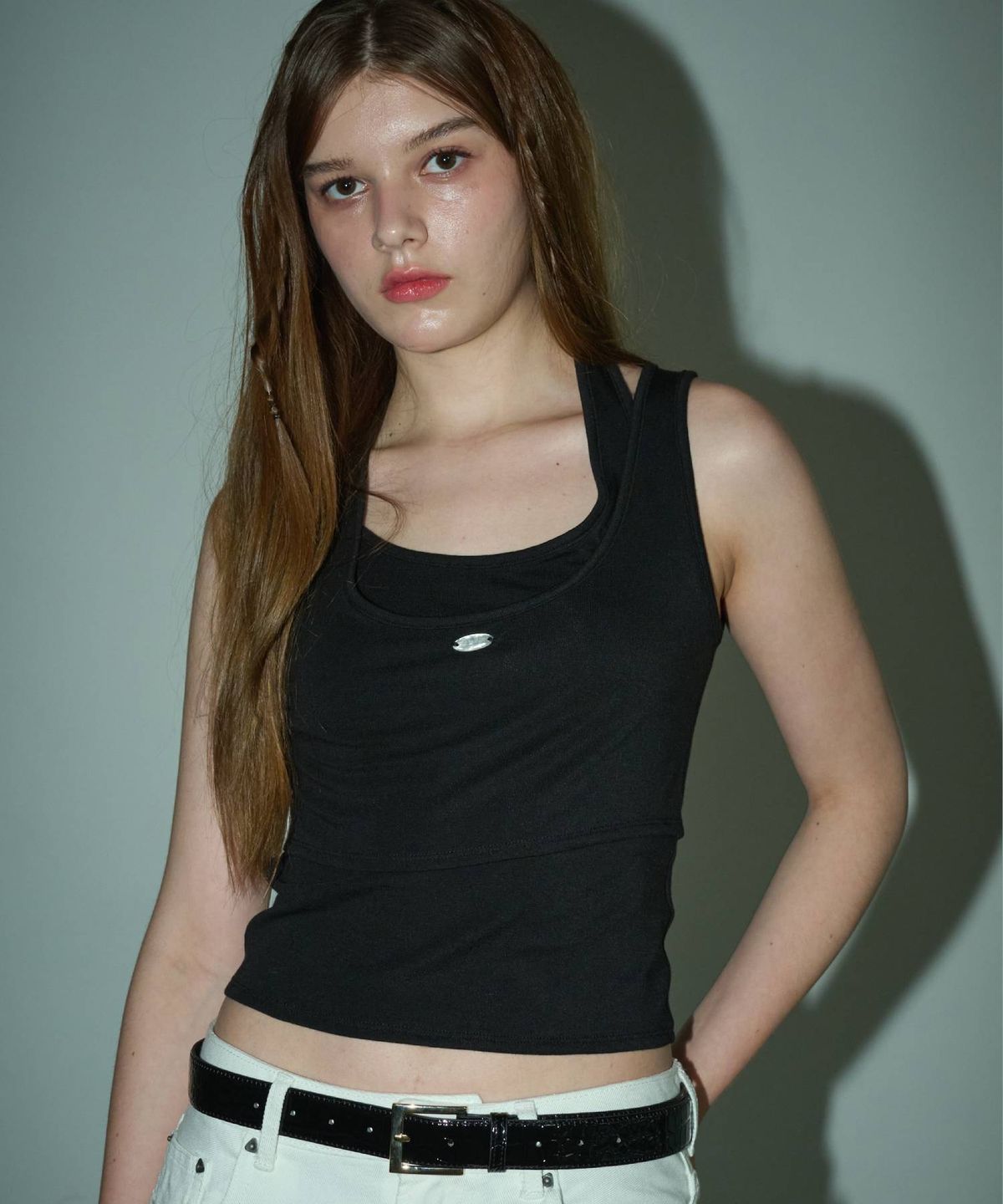 림닉(REEMNIK) MUTE LAYERED  TANK TOP [BLACK]