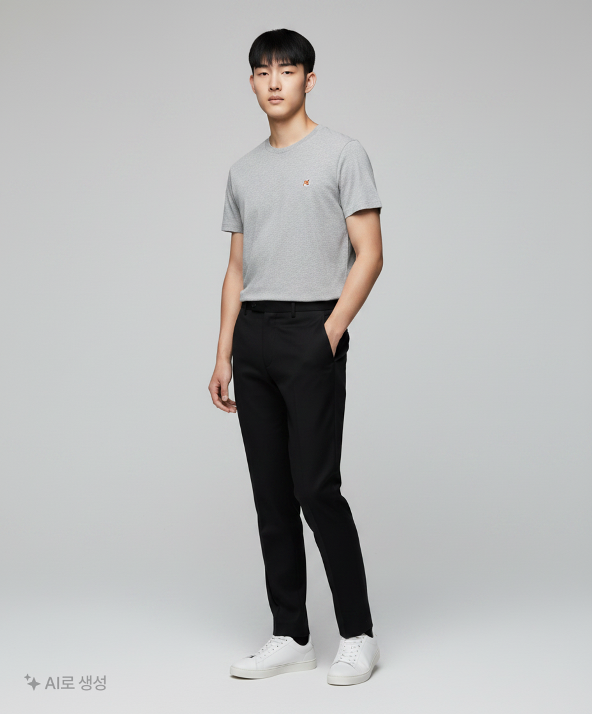 메종 키츠네(MAISON KITSUNE) 폭스헤드 반팔 티셔츠 AM00103KJ0008 H150 GREY L