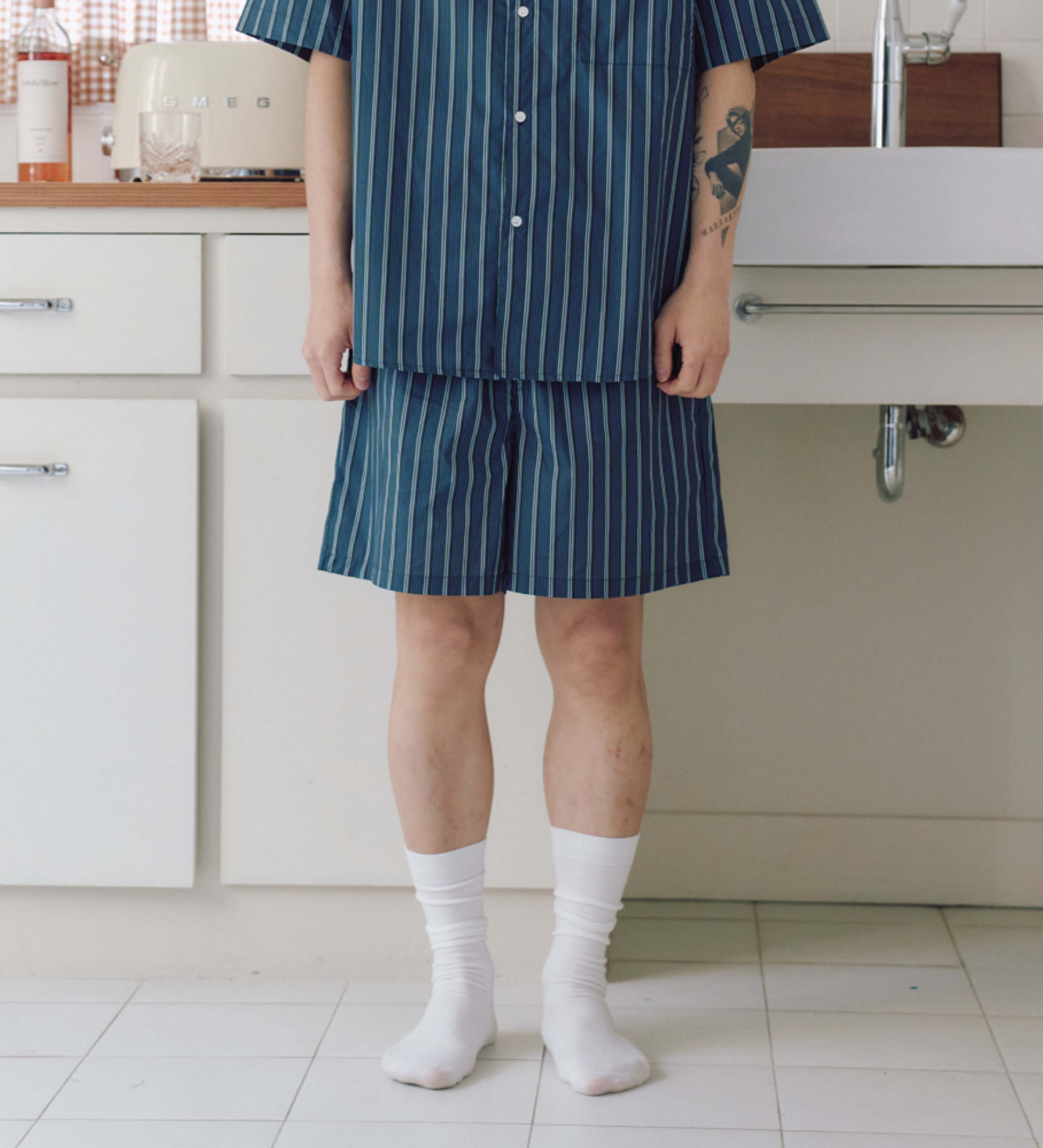 핀카(FINCA) BL109 클래식 쇼츠_네이비 섀도 스트라이프 2SIZES