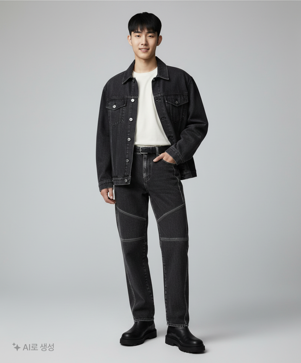 메종미네드(MAISON MINED) GREY POINTED WIDE DENIM 46