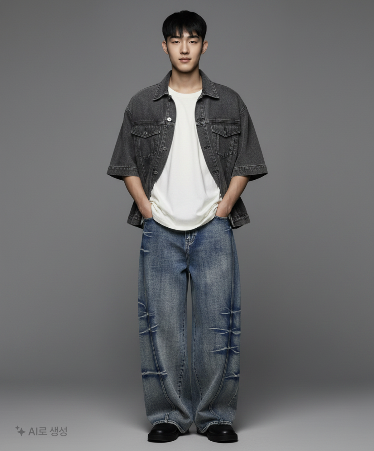 메종미네드(MAISON MINED) [SET] GRAPIC T-SHIRTS + PINCH DENIM PANTS 46
