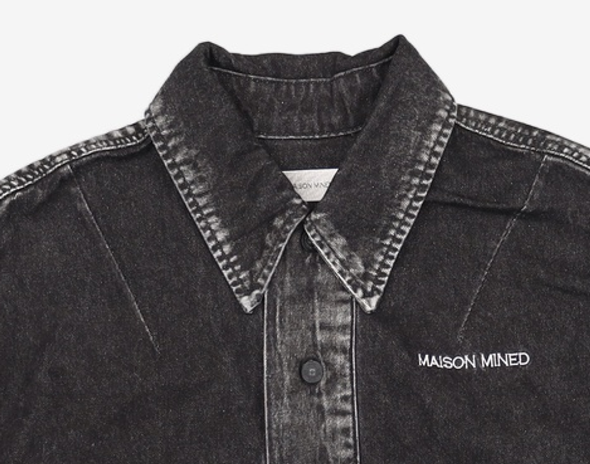 메종미네드(MAISON MINED) GREY POINTED DENIM SHIRTS S