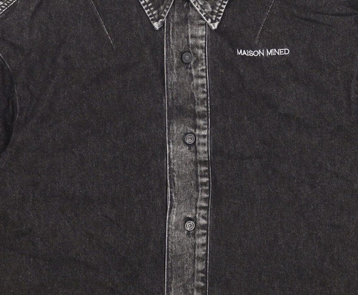 메종미네드(MAISON MINED) GREY POINTED DENIM SHIRTS S