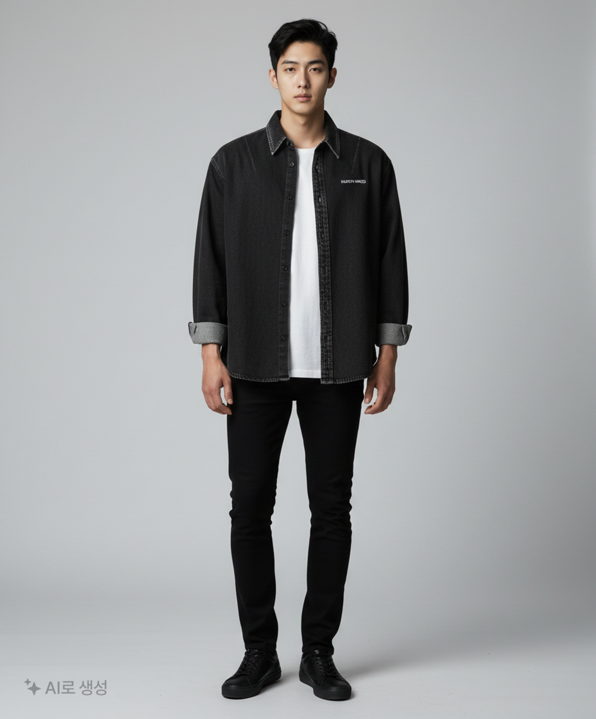 메종미네드(MAISON MINED) GREY POINTED DENIM SHIRTS S