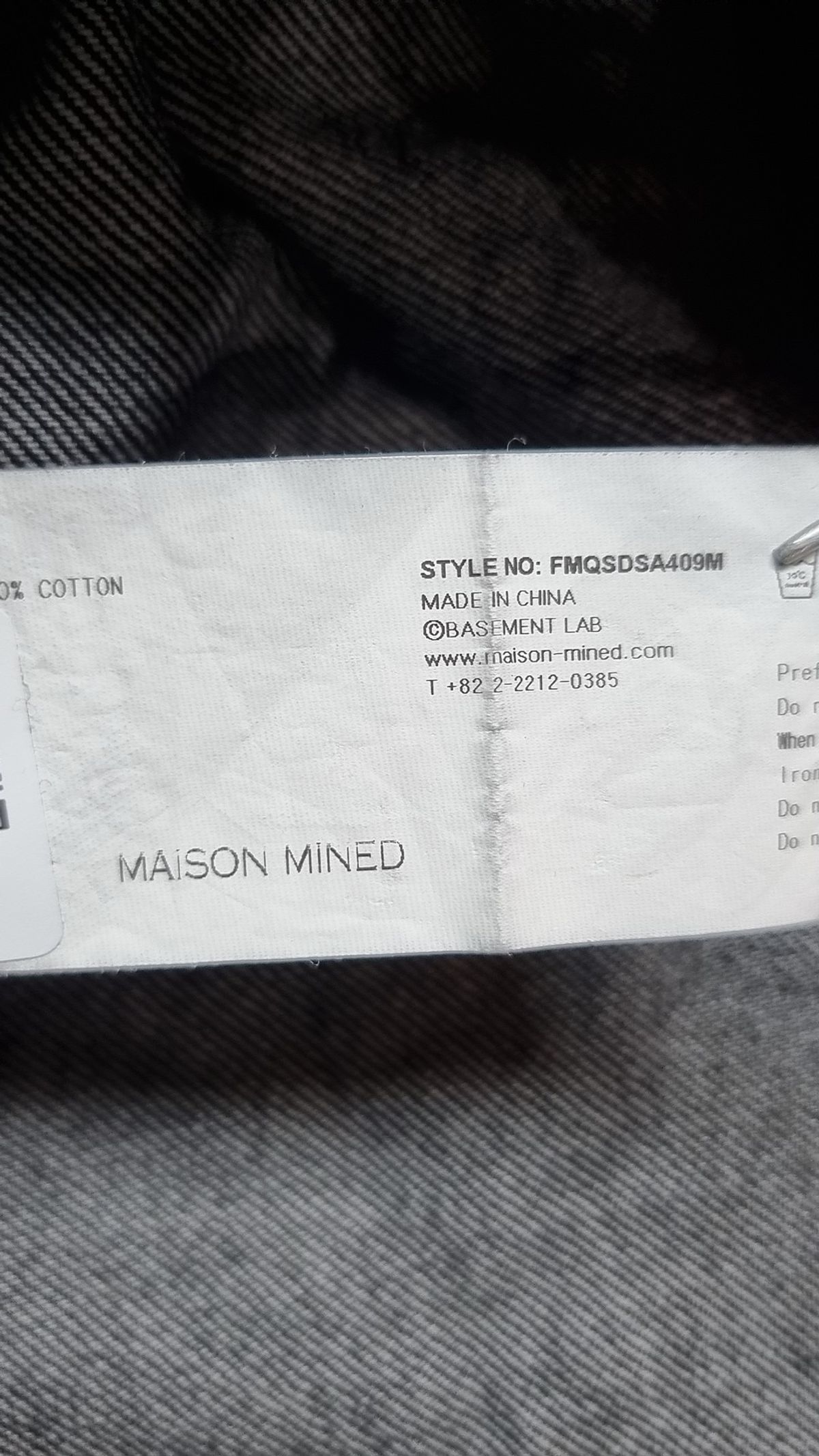 메종미네드(MAISON MINED) GREY POINTED DENIM SHIRTS S