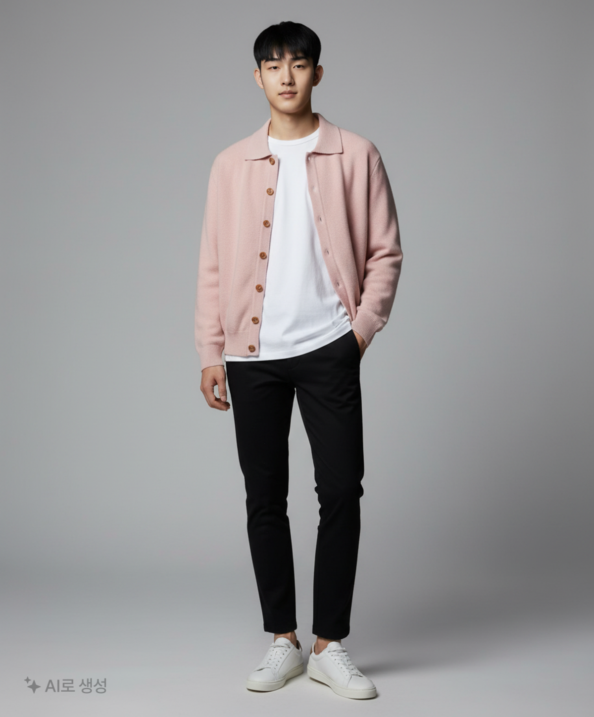 라그랑지(LAGRANGE) WOOL CASH COLLAR KNIT CARDIGAN PALE PINK M