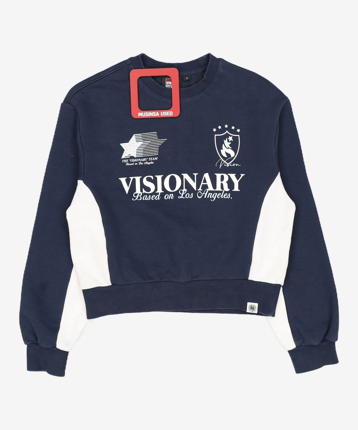 비전스트릿웨어(VISION STREETWEAR) VSW Crop Football Crewneck Navy FREE