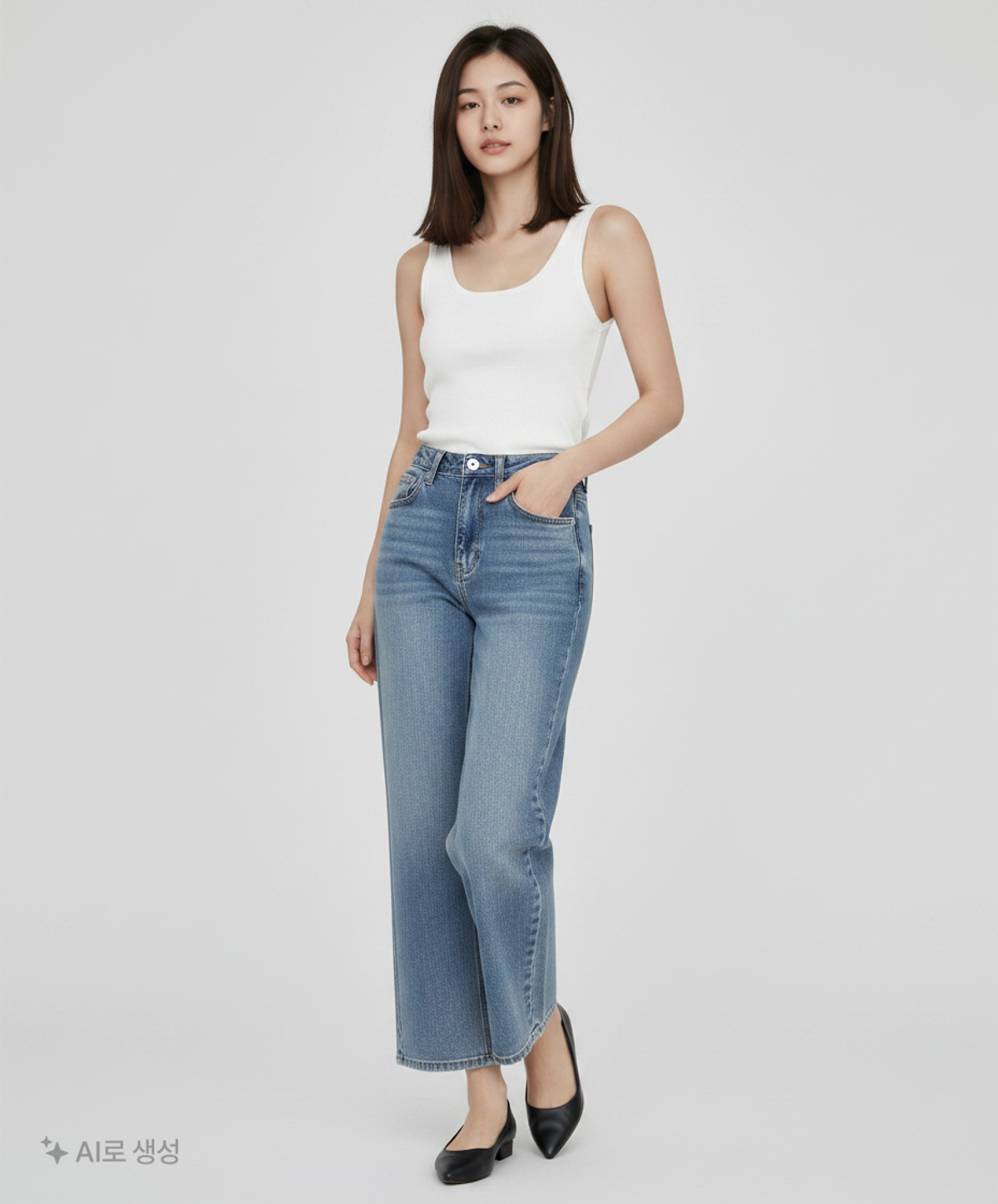 미쏘(MIXXO) 하이웨이스트 와이드핏 데님 MIWTJC417J S