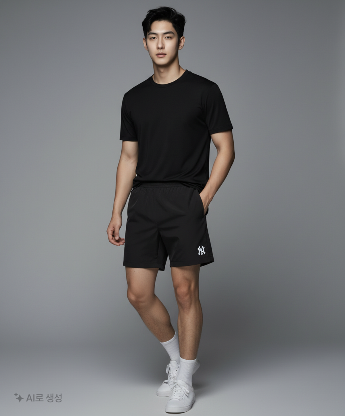 엠엘비(MLB) 베이직 스몰로고 5부 우븐 반바지 NY (Black) M
