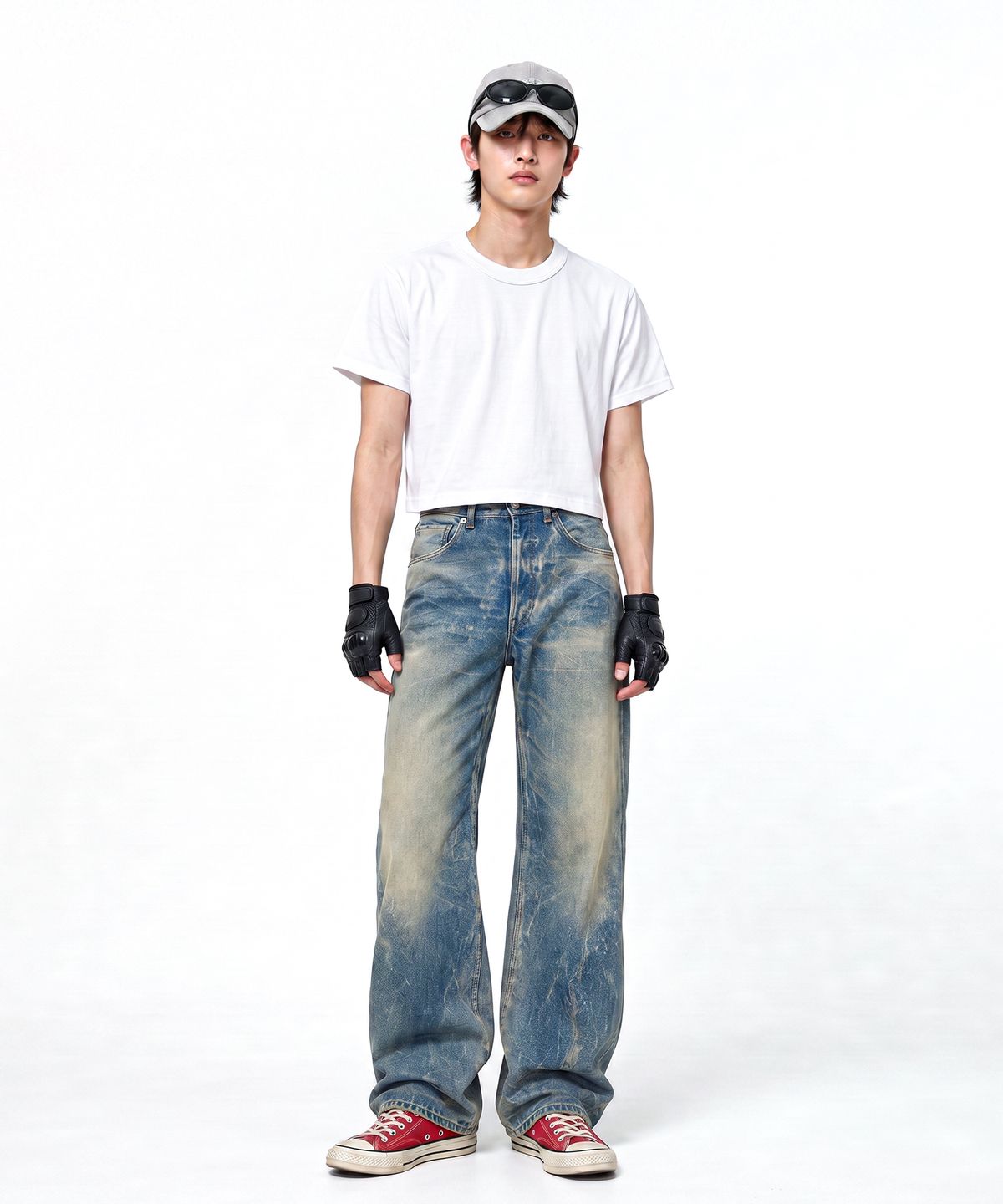 씨웨어 바이 더 지니어스(C WEAR BY THE GENIUS) 넥 바인딩 맨즈 크롭 티셔츠 화이트