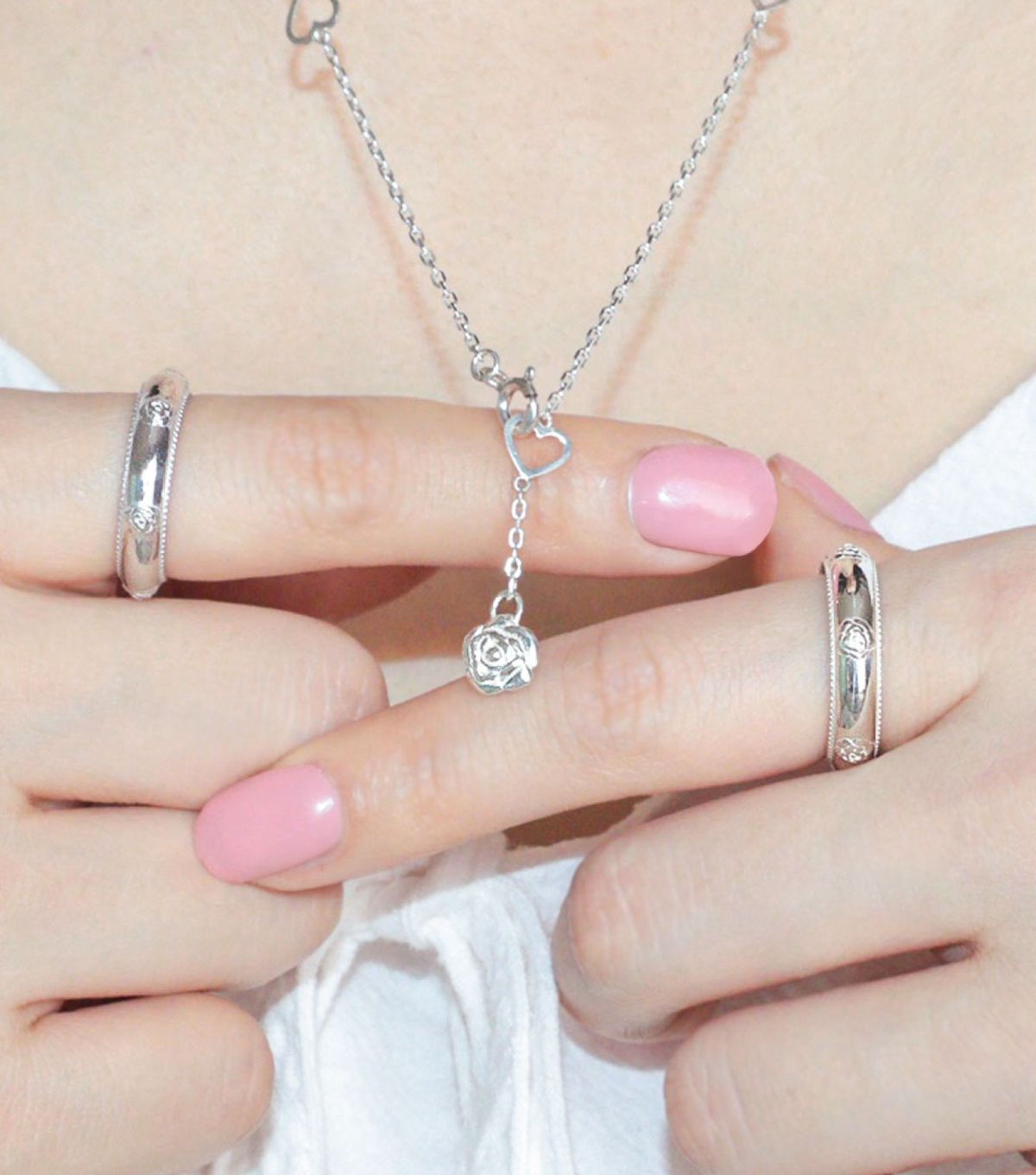 로아시(LOASI) lovely rose. long heart chain necklace
