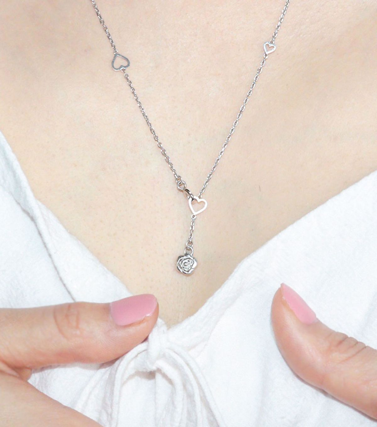 로아시(LOASI) lovely rose. long heart chain necklace