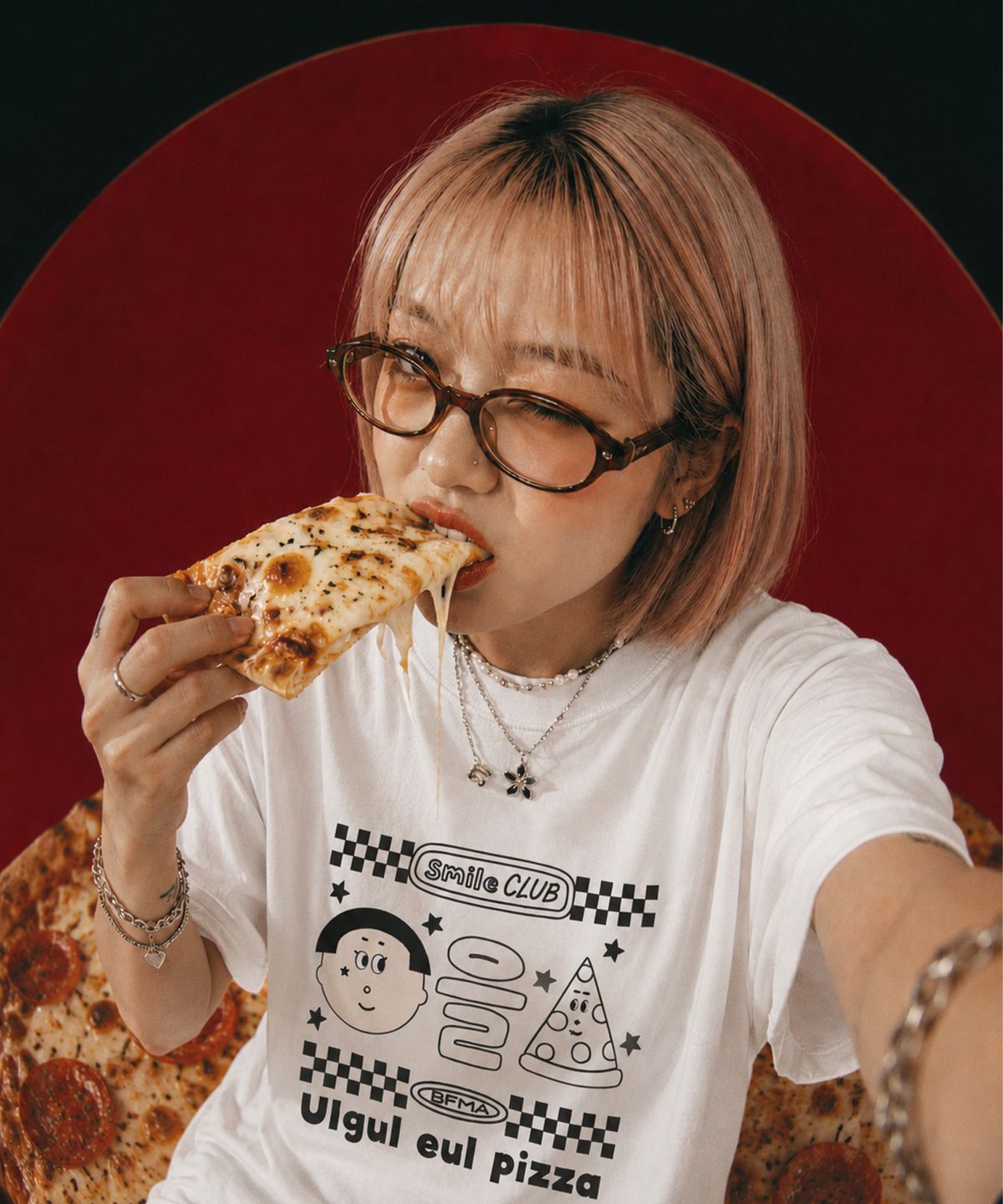 벌룬프렌즈(BALLOON FRIENDS) 얼굴을 Pizza 필로소피 티셔츠