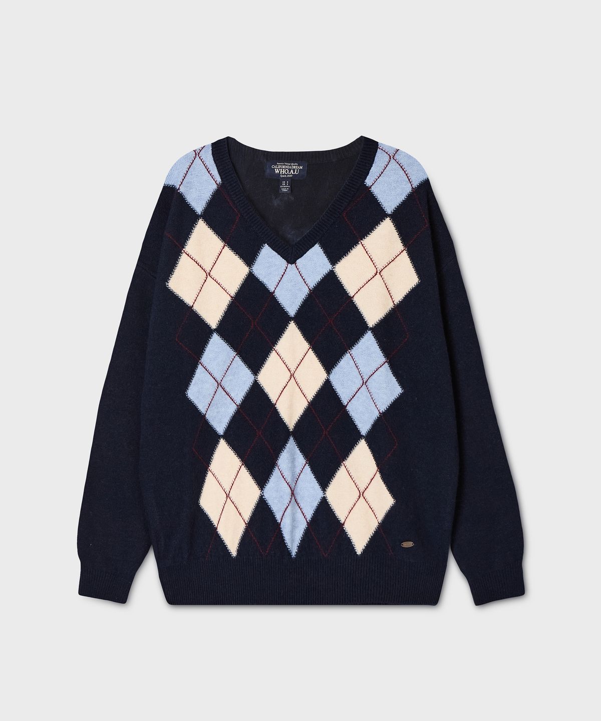 후아유(WHO.A.U) V-neck Argyle Pullover / WHKAG4823F