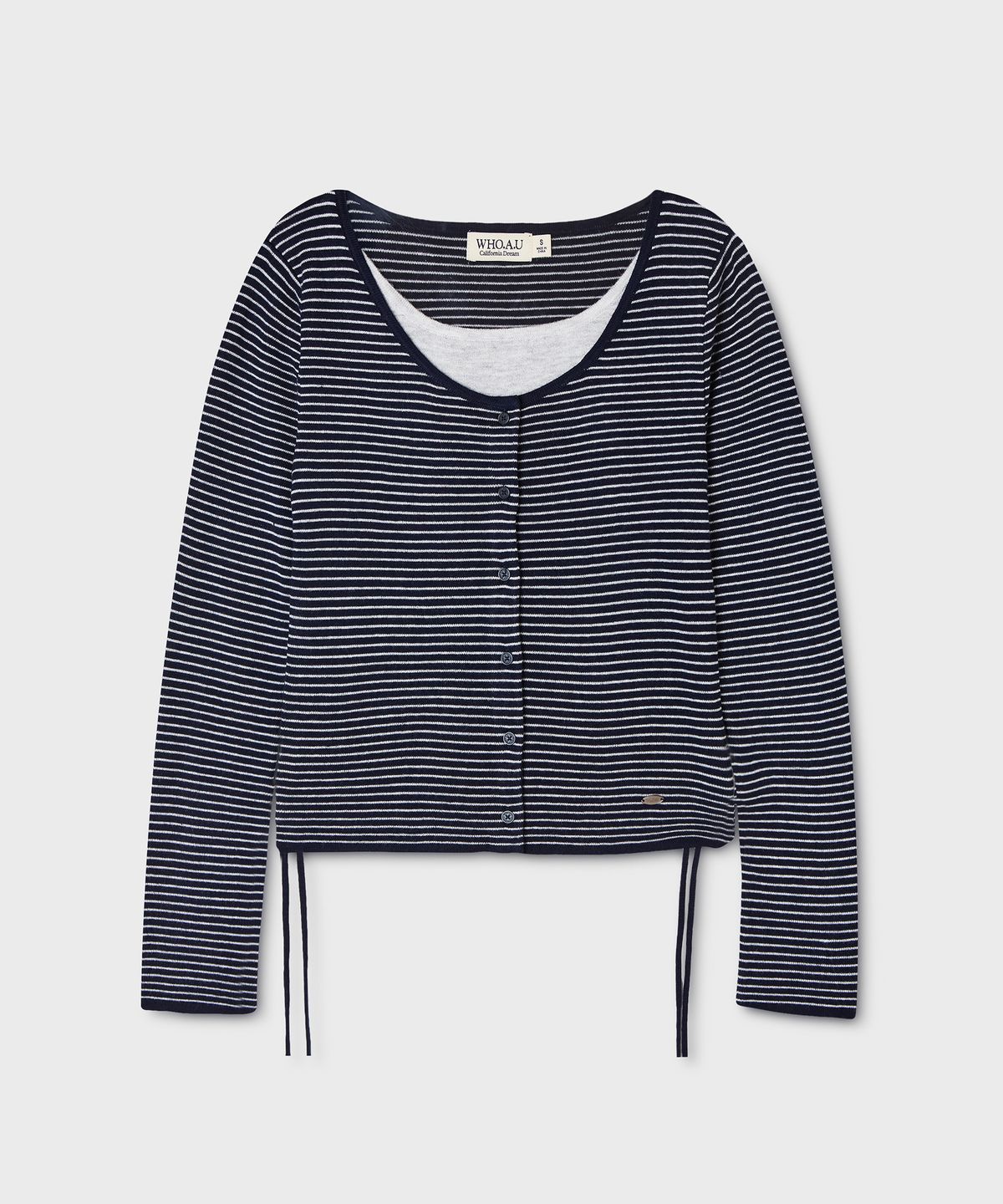 후아유(WHO.A.U) Layered Stripe Cardigan / WHCKG4841F