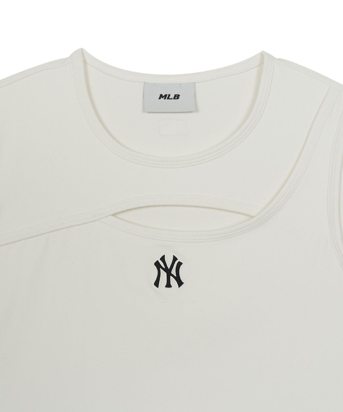 엠엘비(MLB) 여성 베이직 컷아웃 절개 슬림 세미크롭 긴팔 티셔츠 NY (Cream)